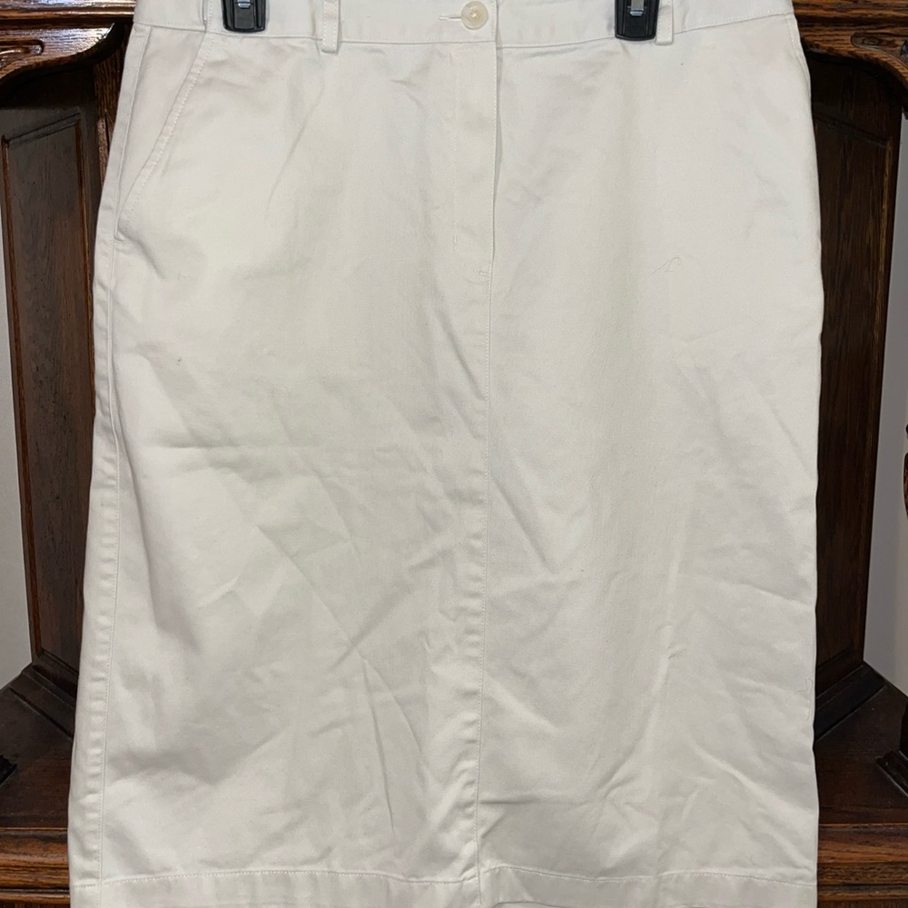 L.L. Bean Cream Pencil Skirt original fit